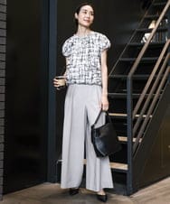 F6BGA17310 MICHEL KLEIN(小さいサイズ)(メゾン ドゥ サンク) [小さいサイズ]かすれチェック柄ノースリーブプルオーバー(セットアップ対応) ブラック