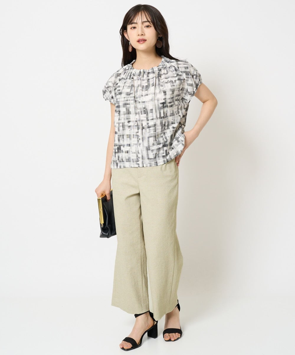 F6BGA17310 MICHEL KLEIN(小さいサイズ)(メゾン ドゥ サンク) [小さいサイズ]かすれチェック柄ノースリーブプルオーバー(セットアップ対応) ブラック