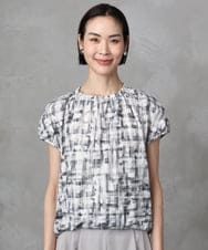 F6BGA17310 MICHEL KLEIN(小さいサイズ)(メゾン ドゥ サンク) [小さいサイズ]かすれチェック柄ノースリーブプルオーバー(セットアップ対応) ブラック