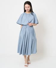 F6BGB07180 MICHEL KLEIN(小さいサイズ)(メゾン ドゥ サンク) [小さいサイズ]ギャザーブラウス 無地(ドライタッチ/セットアップ対応) カーキ