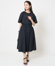 F6BGB07180 MICHEL KLEIN(小さいサイズ)(メゾン ドゥ サンク) [小さいサイズ]ギャザーブラウス 無地(ドライタッチ/セットアップ対応) カーキ