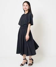 F6BGB07180 MICHEL KLEIN(小さいサイズ)(メゾン ドゥ サンク) [小さいサイズ]ギャザーブラウス 無地(ドライタッチ/セットアップ対応) カーキ