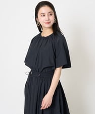 F6BGB07180 MICHEL KLEIN(小さいサイズ)(メゾン ドゥ サンク) [小さいサイズ]ギャザーブラウス 無地(ドライタッチ/セットアップ対応) カーキ