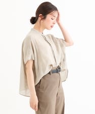 F6BGD02260 MICHEL KLEIN(小さいサイズ)(メゾン ドゥ サンク) [小さいサイズ][セットアップ対応]リネンTブラウス ブラウン