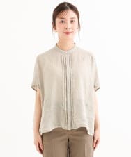 F6BGD02260 MICHEL KLEIN(小さいサイズ)(メゾン ドゥ サンク) [小さいサイズ][セットアップ対応]リネンTブラウス ブラウン