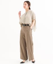 F6BGD02260 MICHEL KLEIN(小さいサイズ)(メゾン ドゥ サンク) [小さいサイズ][セットアップ対応]リネンTブラウス ブラウン