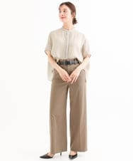 F6BGD02260 MICHEL KLEIN(小さいサイズ)(メゾン ドゥ サンク) [小さいサイズ][セットアップ対応]リネンTブラウス ブラウン