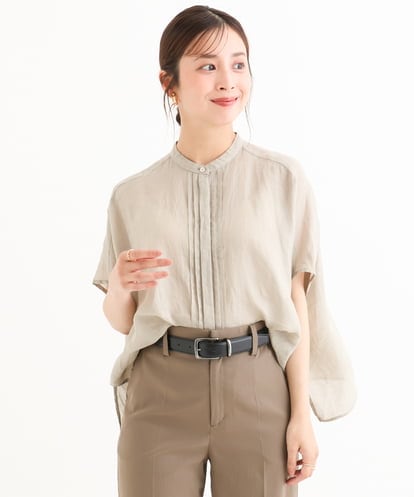 F6BGD02260 MICHEL KLEIN(小さいサイズ) [小さいサイズ][セットアップ対応]リネンTブラウス