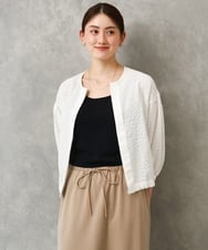 F6BGD05230 MICHEL KLEIN(小さいサイズ)(メゾン ドゥ サンク) [小さいサイズ][セットアップ対応]ワッフルノーカラーブルゾン ネイビー