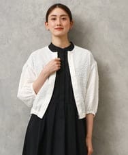 F6BGD05230 MICHEL KLEIN(小さいサイズ)(メゾン ドゥ サンク) [小さいサイズ][セットアップ対応]ワッフルノーカラーブルゾン ネイビー