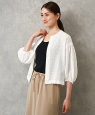 F6BGD05230 MICHEL KLEIN(小さいサイズ)(メゾン ドゥ サンク) [小さいサイズ][セットアップ対応]ワッフルノーカラーブルゾン ネイビー