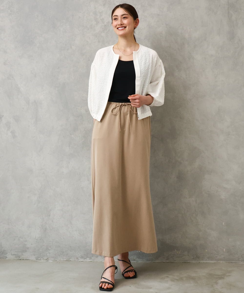 F6BGD05230 MICHEL KLEIN(小さいサイズ)(メゾン ドゥ サンク) [小さいサイズ][セットアップ対応]ワッフルノーカラーブルゾン ネイビー