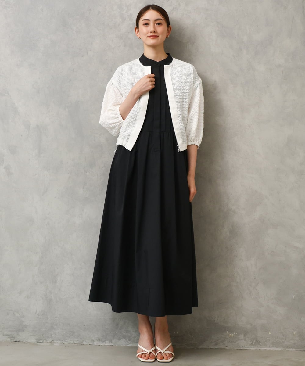 F6BGD05230 MICHEL KLEIN(小さいサイズ)(メゾン ドゥ サンク) [小さいサイズ][セットアップ対応]ワッフルノーカラーブルゾン ネイビー