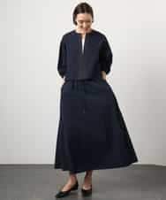 F6BGD05230 MICHEL KLEIN(小さいサイズ)(メゾン ドゥ サンク) [小さいサイズ][セットアップ対応]ワッフルボリュームスリーブブラウス ネイビー