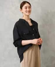 F6BGD06230 MICHEL KLEIN(小さいサイズ)(メゾン ドゥ サンク) [小さいサイズ]シアーツイルオーバーシャツ ブラック