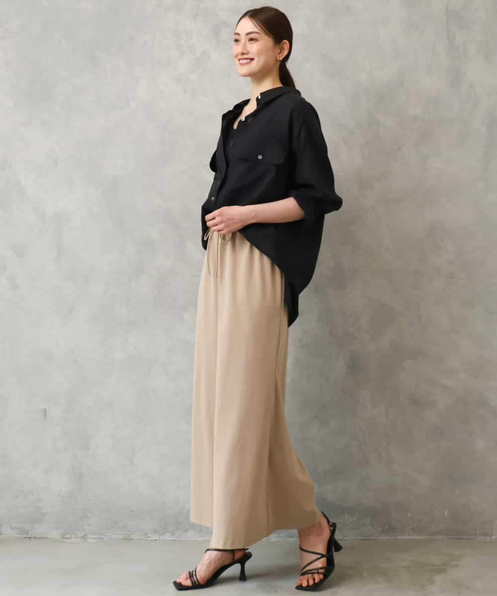 F6BGD06230 MICHEL KLEIN(小さいサイズ)(メゾン ドゥ サンク) [小さいサイズ]シアーツイルオーバーシャツ ブラック