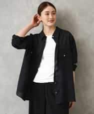 F6BGD06230 MICHEL KLEIN(小さいサイズ)(メゾン ドゥ サンク) [小さいサイズ]シアーツイルオーバーシャツ ブラック