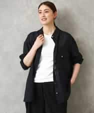 F6BGD06230 MICHEL KLEIN(小さいサイズ)(メゾン ドゥ サンク) [小さいサイズ]シアーツイルオーバーシャツ ブラック