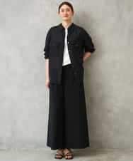 F6BGD06230 MICHEL KLEIN(小さいサイズ)(メゾン ドゥ サンク) [小さいサイズ]シアーツイルオーバーシャツ ブラック