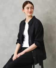 F6BGD06230 MICHEL KLEIN(小さいサイズ)(メゾン ドゥ サンク) [小さいサイズ]シアーツイルオーバーシャツ ブラック