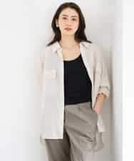 F6BGD06230 MICHEL KLEIN(小さいサイズ)(メゾン ドゥ サンク) [小さいサイズ]シアーツイルオーバーシャツ ブラック