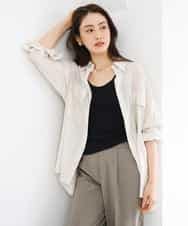 F6BGD06230 MICHEL KLEIN(小さいサイズ)(メゾン ドゥ サンク) [小さいサイズ]シアーツイルオーバーシャツ ブラック