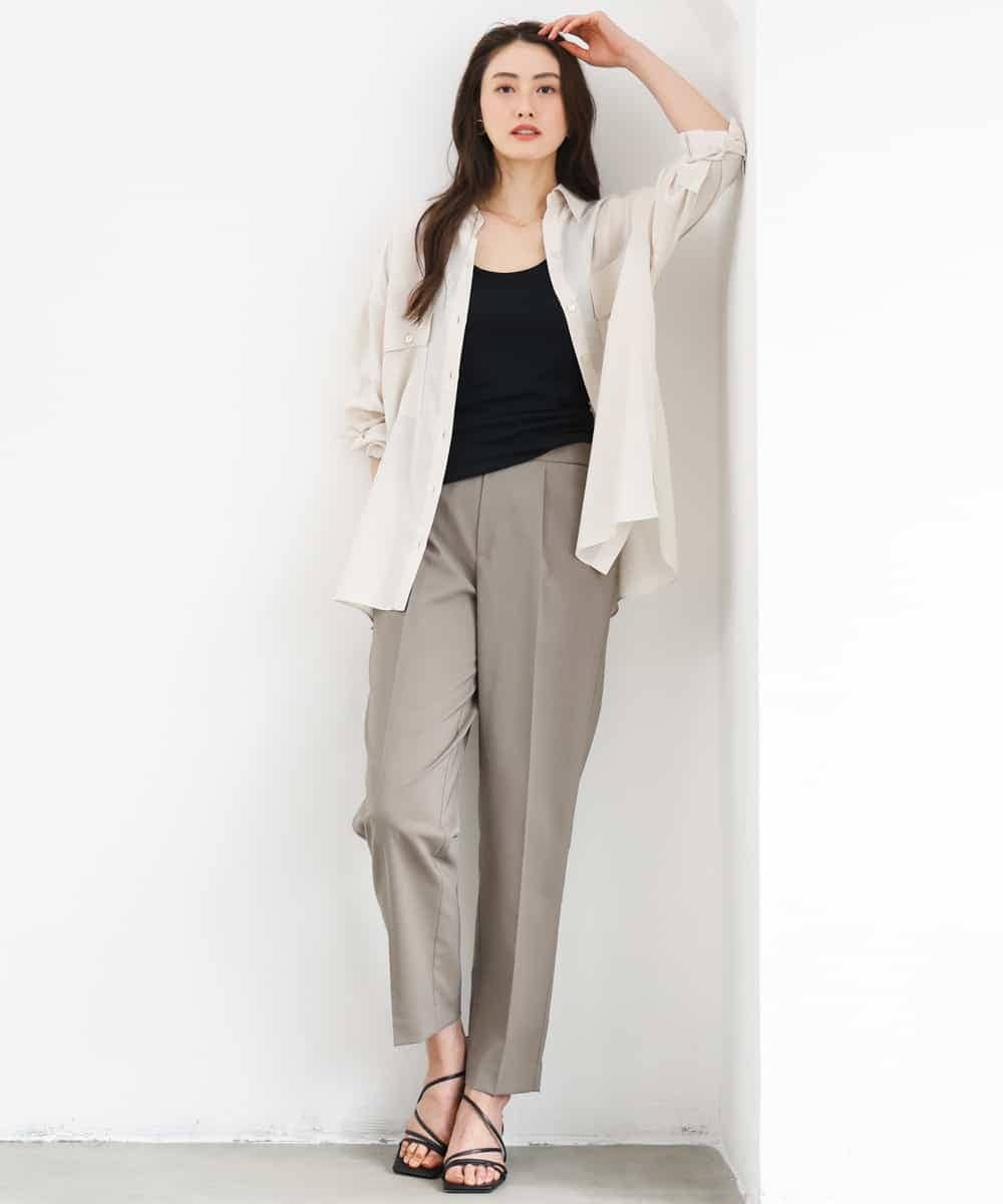 F6BGD06230 MICHEL KLEIN(小さいサイズ)(メゾン ドゥ サンク) [小さいサイズ]シアーツイルオーバーシャツ ブラック