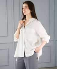 F6BGD06230 MICHEL KLEIN(小さいサイズ)(メゾン ドゥ サンク) [小さいサイズ]シアーツイルオーバーシャツ ブラック