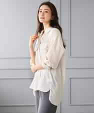 F6BGD06230 MICHEL KLEIN(小さいサイズ)(メゾン ドゥ サンク) [小さいサイズ]シアーツイルオーバーシャツ ブラック