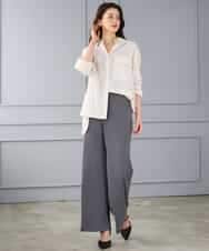 F6BGD06230 MICHEL KLEIN(小さいサイズ)(メゾン ドゥ サンク) [小さいサイズ]シアーツイルオーバーシャツ ブラック