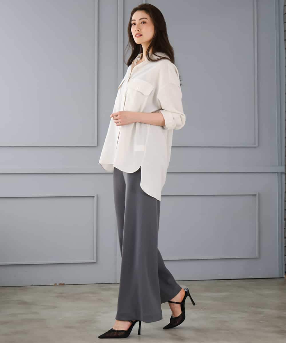 F6BGD06230 MICHEL KLEIN(小さいサイズ)(メゾン ドゥ サンク) [小さいサイズ]シアーツイルオーバーシャツ ブラック