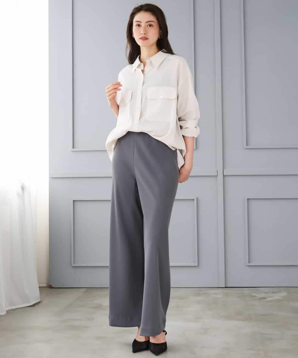 F6BGD06230 MICHEL KLEIN(小さいサイズ)(メゾン ドゥ サンク) [小さいサイズ]シアーツイルオーバーシャツ ブラック