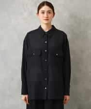 F6BGD06230 MICHEL KLEIN(小さいサイズ)(メゾン ドゥ サンク) [小さいサイズ]シアーツイルオーバーシャツ ブラック