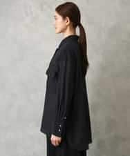 F6BGD06230 MICHEL KLEIN(小さいサイズ)(メゾン ドゥ サンク) [小さいサイズ]シアーツイルオーバーシャツ ブラック