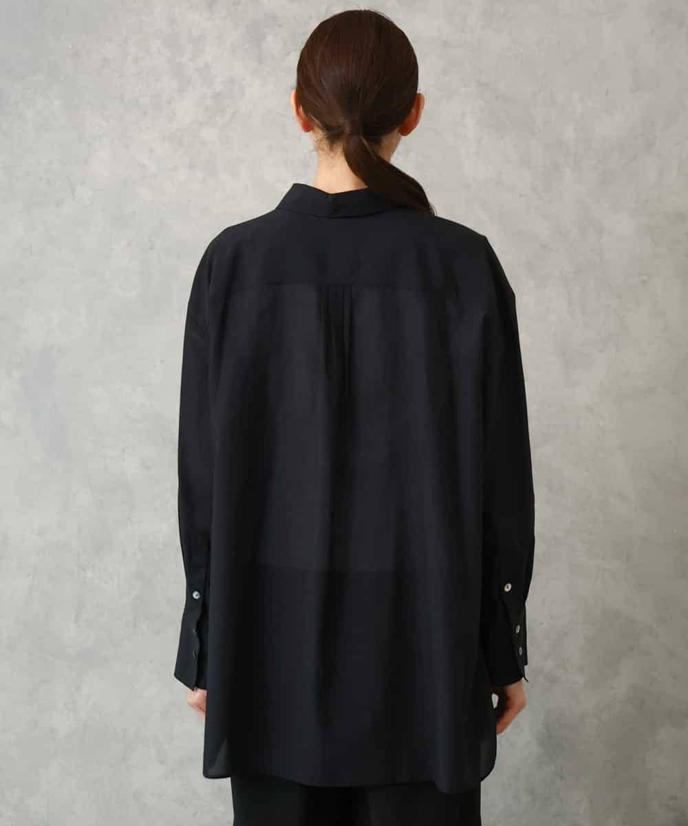 F6BGD06230 MICHEL KLEIN(小さいサイズ)(メゾン ドゥ サンク) [小さいサイズ]シアーツイルオーバーシャツ ブラック
