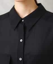 F6BGD06230 MICHEL KLEIN(小さいサイズ)(メゾン ドゥ サンク) [小さいサイズ]シアーツイルオーバーシャツ ブラック