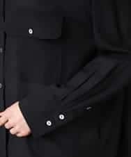 F6BGD06230 MICHEL KLEIN(小さいサイズ)(メゾン ドゥ サンク) [小さいサイズ]シアーツイルオーバーシャツ ブラック