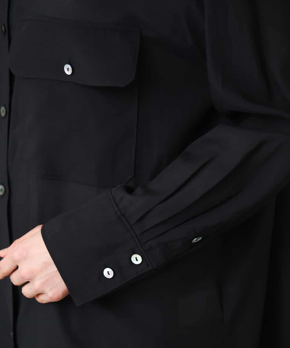 F6BGD06230 MICHEL KLEIN(小さいサイズ)(メゾン ドゥ サンク) [小さいサイズ]シアーツイルオーバーシャツ ブラック