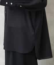 F6BGD06230 MICHEL KLEIN(小さいサイズ)(メゾン ドゥ サンク) [小さいサイズ]シアーツイルオーバーシャツ ブラック