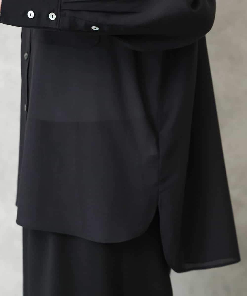 F6BGD06230 MICHEL KLEIN(小さいサイズ)(メゾン ドゥ サンク) [小さいサイズ]シアーツイルオーバーシャツ ブラック