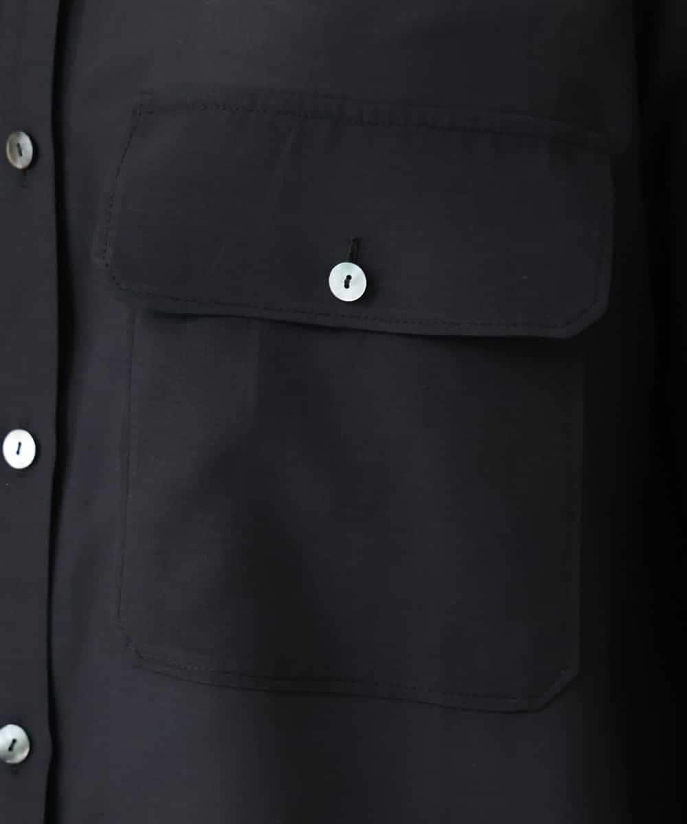 F6BGD06230 MICHEL KLEIN(小さいサイズ)(メゾン ドゥ サンク) [小さいサイズ]シアーツイルオーバーシャツ ブラック