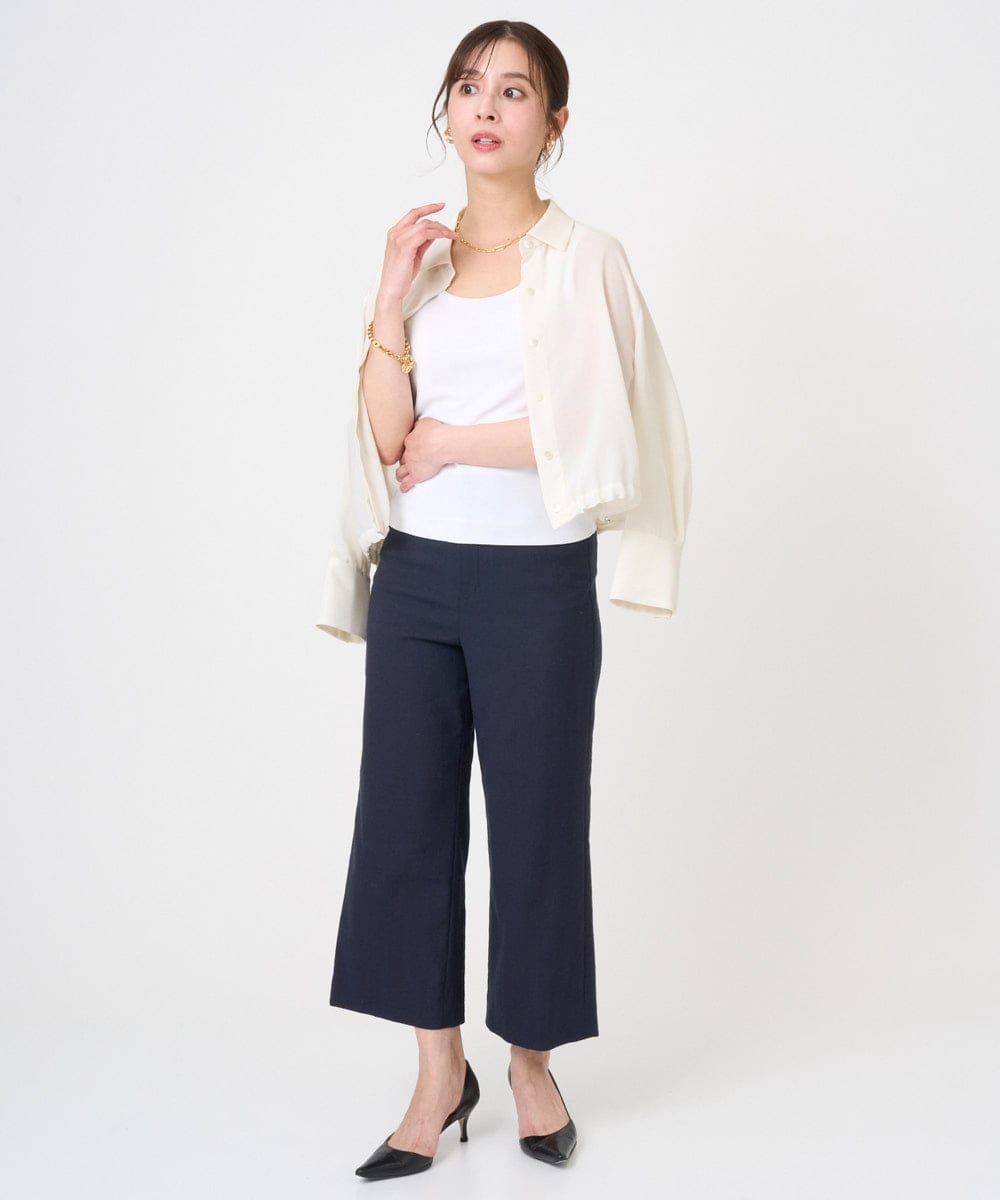 F6BGD07290 MICHEL KLEIN(小さいサイズ)(メゾン ドゥ サンク) [小さいサイズ]シアータッチ ドローストリングシャツブラウス アイボリー