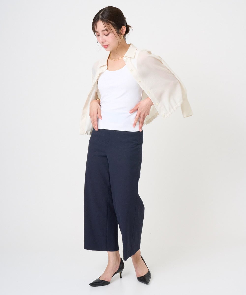 F6BGD07290 MICHEL KLEIN(小さいサイズ)(メゾン ドゥ サンク) [小さいサイズ]シアータッチ ドローストリングシャツブラウス アイボリー