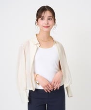 F6BGD07290 MICHEL KLEIN(小さいサイズ)(メゾン ドゥ サンク) [小さいサイズ]シアータッチ ドローストリングシャツブラウス アイボリー