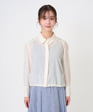 F6BGD07290 MICHEL KLEIN(小さいサイズ)(メゾン ドゥ サンク) [小さいサイズ]シアータッチ ドローストリングシャツブラウス アイボリー