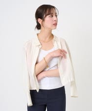 F6BGD07290 MICHEL KLEIN(小さいサイズ)(メゾン ドゥ サンク) [小さいサイズ]シアータッチ ドローストリングシャツブラウス アイボリー