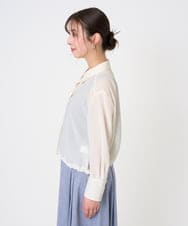 F6BGD07290 MICHEL KLEIN(小さいサイズ)(メゾン ドゥ サンク) [小さいサイズ]シアータッチ ドローストリングシャツブラウス アイボリー