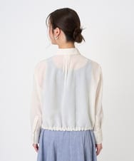 F6BGD07290 MICHEL KLEIN(小さいサイズ)(メゾン ドゥ サンク) [小さいサイズ]シアータッチ ドローストリングシャツブラウス アイボリー