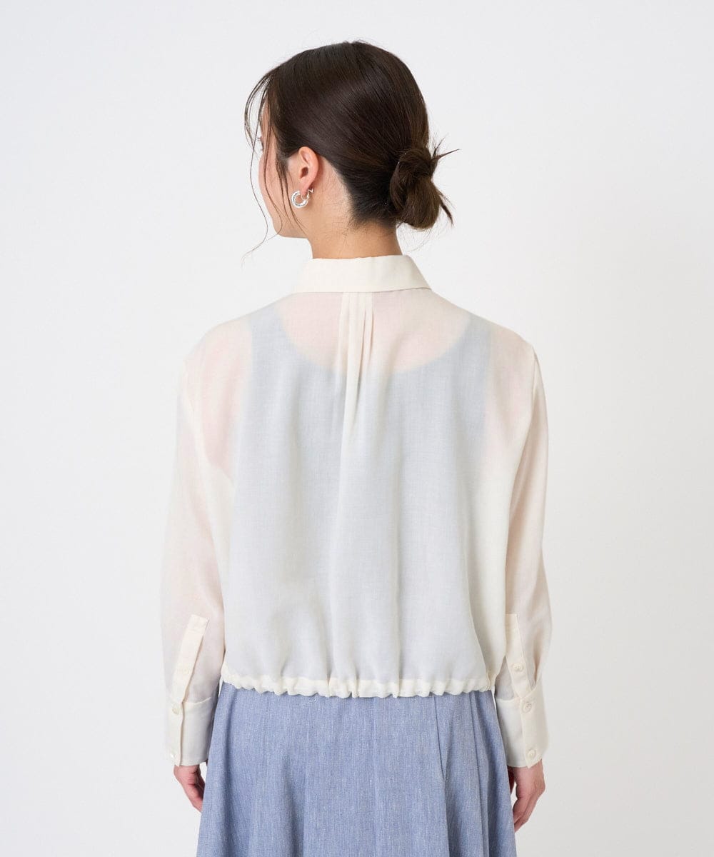 F6BGD07290 MICHEL KLEIN(小さいサイズ)(メゾン ドゥ サンク) [小さいサイズ]シアータッチ ドローストリングシャツブラウス アイボリー