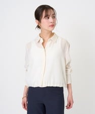 F6BGD07290 MICHEL KLEIN(小さいサイズ)(メゾン ドゥ サンク) [小さいサイズ]シアータッチ ドローストリングシャツブラウス アイボリー